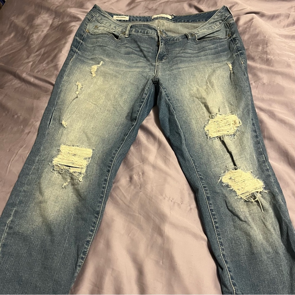 Torrid distressed girlfriend jeans